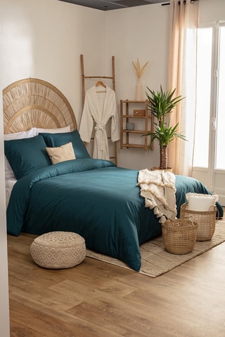 Taie d'oreiller en percale de coton 80 fils/cm² - Bleu canard