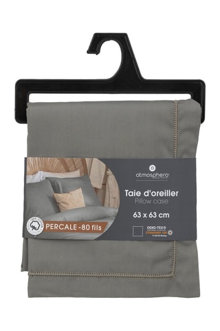 Taie d'oreiller en percale de coton 80 fils/cm² - Gris