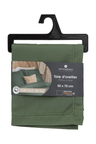 Taie d'oreiller en percale de coton 80 fils/cm² - Sauge