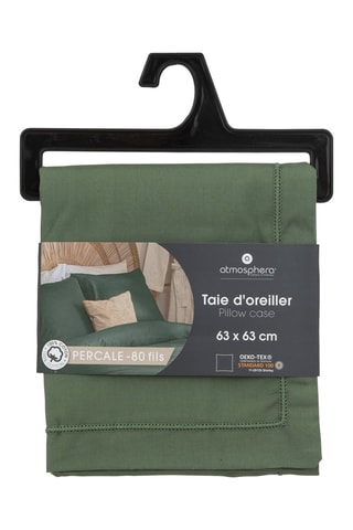 Taie d'oreiller en percale de coton 80 fils/cm² - Sauge