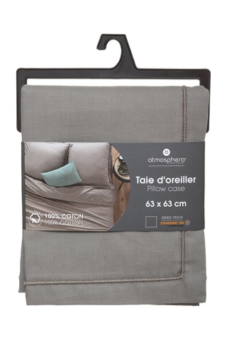 Taie d'oreiller en coton 115 g/m² - Gris - 63 x 63 cm