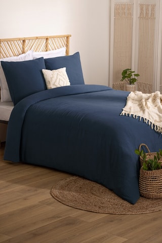 Parure de couette Flora - Bleu nuit