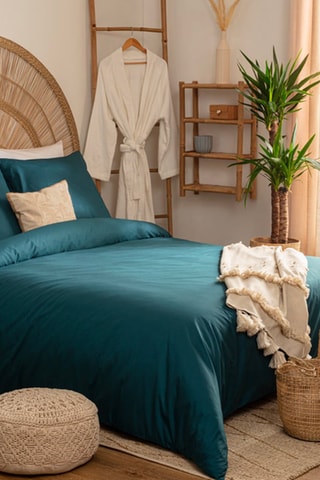 Parure de couette en coton 130 g/m² Percal - Bleu canard