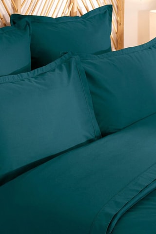 Drap plat en percale de coton 80 fils/cm² - Bleu canard