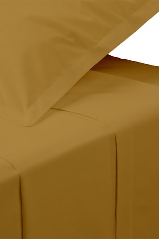 Drap plat en percale de coton 80 fils/cm² - Ocre