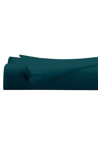 Drap plat en percale de coton 115 fils/cm² - Bleu canard
