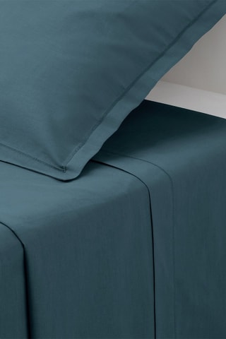 Drap plat en percale de coton 115 g/m² - Bleu