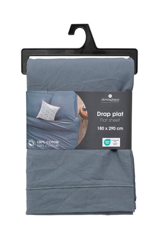 Drap plat en percale de coton 115 g/m² - Bleu