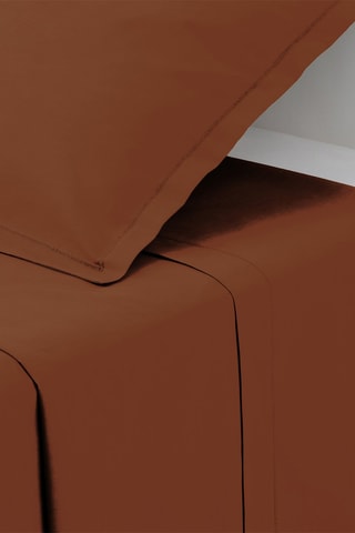 Drap plat en percale de coton 115 g/m² - Terracotta