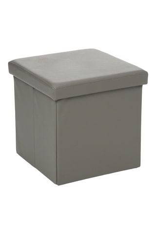 Pouf Tess - Gris - Revêtement en simili cuir