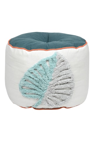Pouf Kentia - Blanc - Revêtement en coton et polyester