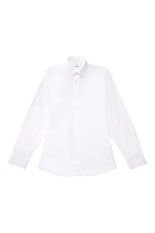 Camisa ajustada de popelina de algodón - Blanco