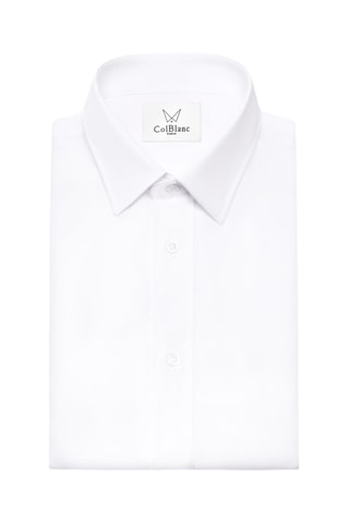 Camisa ajustada de popelina de algodón - Blanco