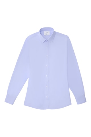 Camisa ajustada de popelina de algodón - Azul