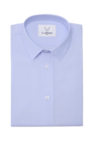 Camisa ajustada de popelina de algodón - Azul