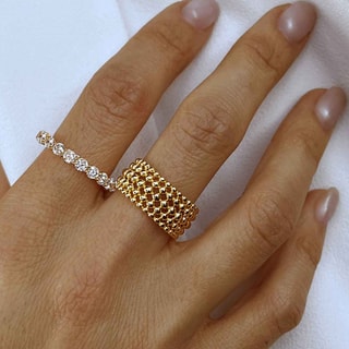 Anillo - Latón bañado y circonita