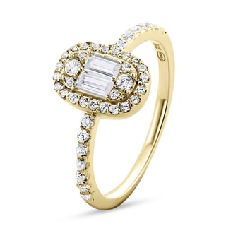 Anillo - Latón bañado y circonita