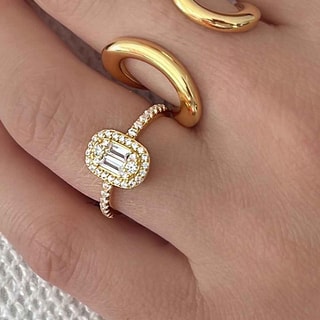 Anillo - Latón bañado y circonita