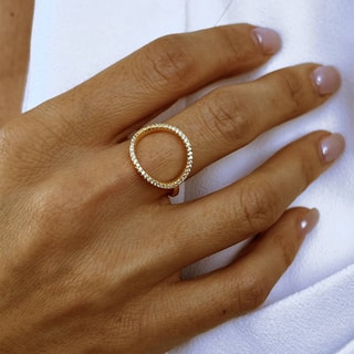 Anillo - Latón bañado y circonita