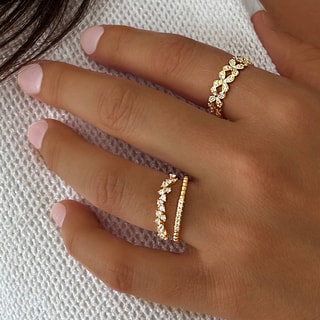 Anillo - Latón bañado y circonita