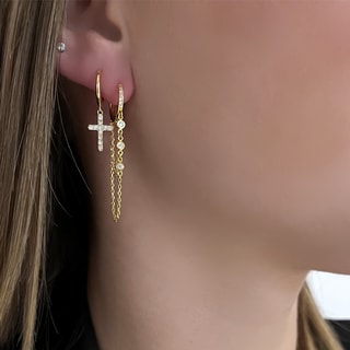Boucles d'oreilles - Laiton doré & oxyde de zirconium