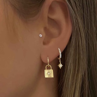 Boucles d'oreilles - Laiton doré & oxyde de zirconium