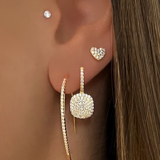 Boucles d'oreilles - Laiton doré & oxyde de zirconium