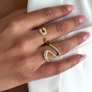 Anillo - Latón bañado y circonita