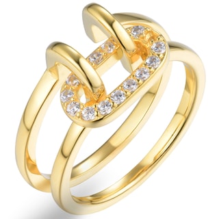 Anillo - Latón bañado y circonita