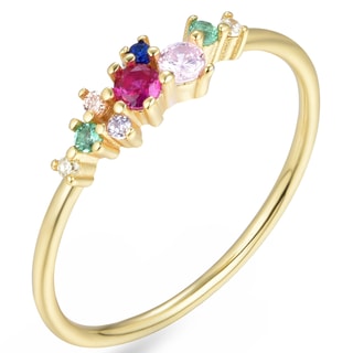 Anillo - Latón bañado y piedras preciosas