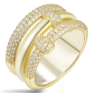 Anillo - Latón bañado y circonita