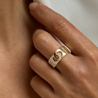 Anillo - Latón bañado y circonita