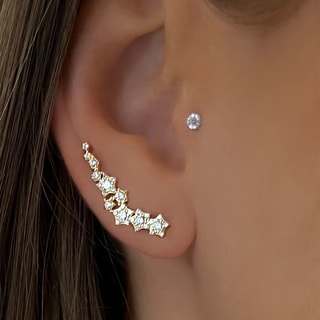 Boucles d'oreilles - Laiton doré & oxyde de zirconium