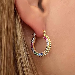 Pendientes - Latón bañado y piedras preciosas