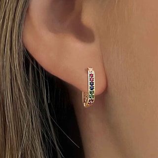 Pendientes - Latón bañado y piedras preciosas