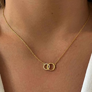 Collar - Latón bañado y circonita