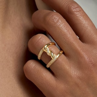 Anillo - Latón bañado y circonita