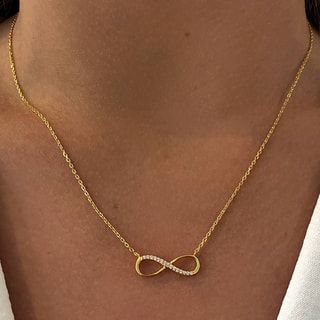 Collar - Latón bañado y circonita