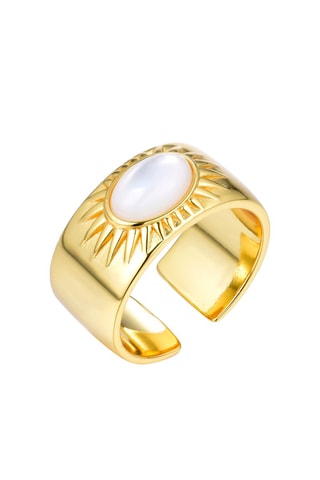 Bague dorée à l'or fin jaune - Nacre