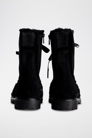 Bottines fourrées en cuir - Noir