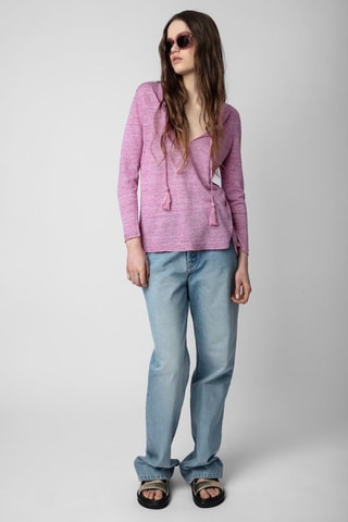 Pull en lin et soie - Rose chiné