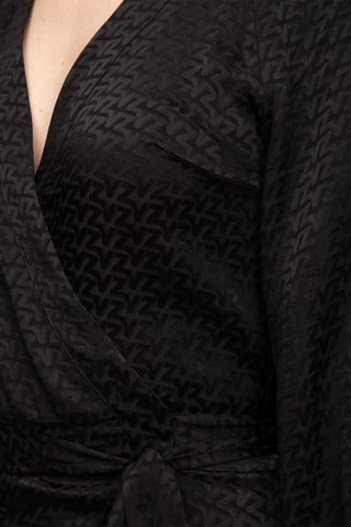 Robe portefeuille en laine et cachemire - Noir