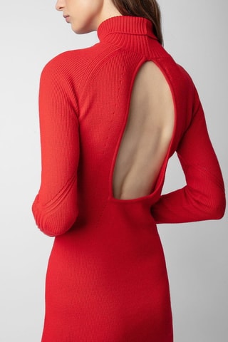 Robe pull en mérinos - Rouge