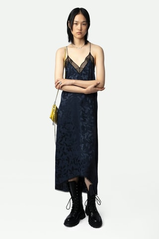 Robe midi en soie - Bleu marine