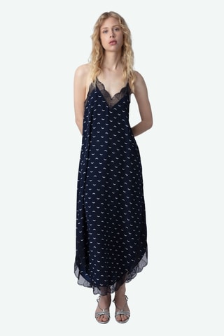 Robe longue en soie - Bleu marine