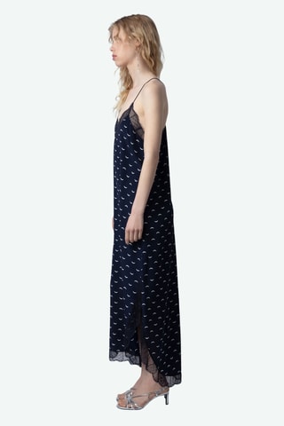 Robe longue en soie - Bleu marine