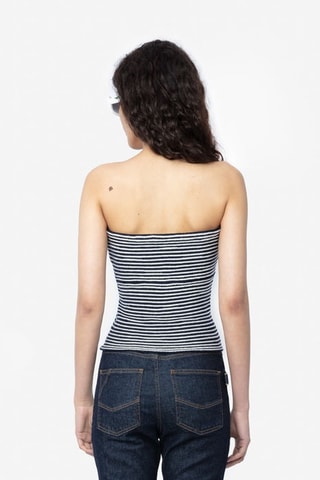 Top bustier en mérinos - Bleu marine