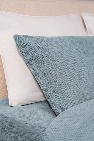 2 taies d'oreillers en gaze de coton - Bleu