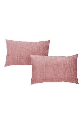 2 taies d'oreillers en gaze de coton - Rose