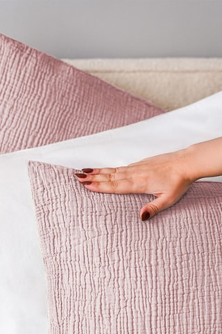 2 taies d'oreillers en gaze de coton - Rose